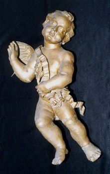 E_B0139A.jpg - Ambito messinese, Putto, legno intagliato e dorato, sec. XVIII.